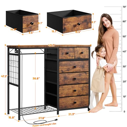 EnHomee Dresser With Hanging Rack And LED - Image 5