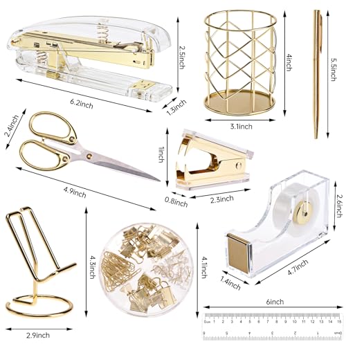 EOOUT Gold Office Supplies Desk Combo Set - Image 2