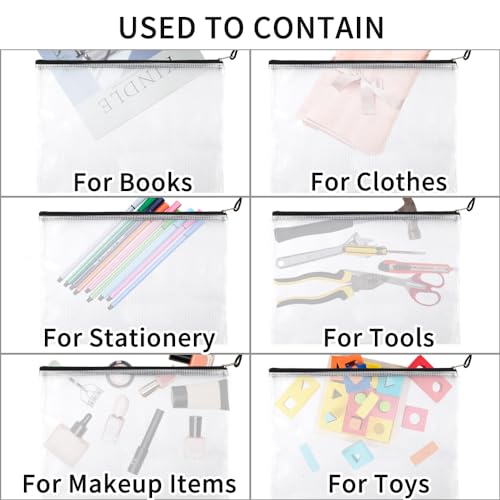 EOOUT Mesh Zipper Pouch Bags, 24pcs, A4 Size - Image 4