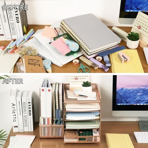 EOOUT Rose Gold Office Supplies Desk Combo - Image 5