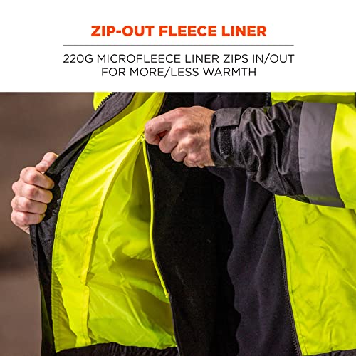 Ergodyne Hi-Vis Winter Bomber Jacket, Lime - Image 3