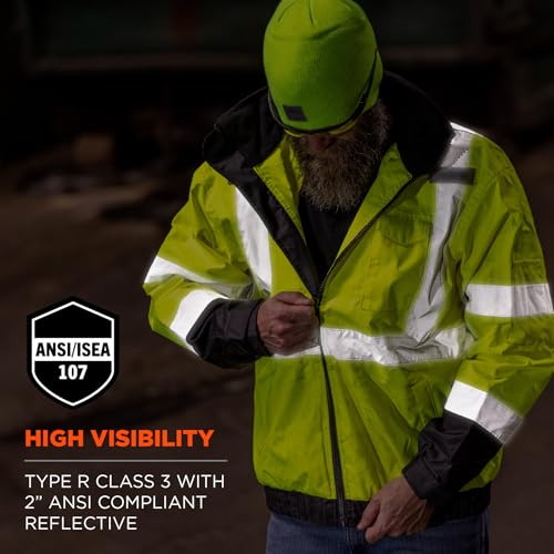 Ergodyne Hi-Vis Winter Bomber Jacket, Lime - Image 4