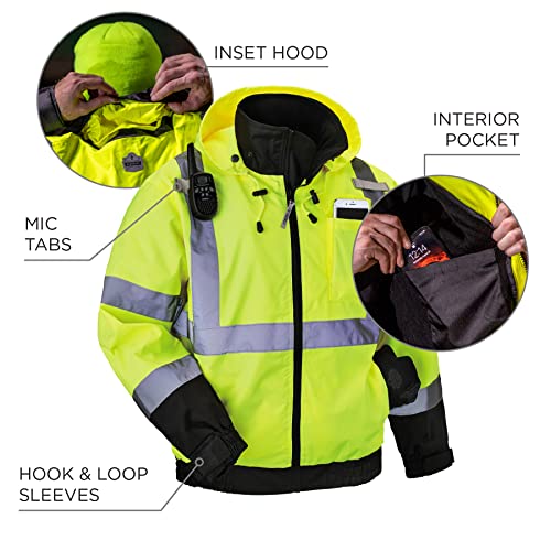 Ergodyne Hi-Vis Winter Bomber Jacket, Lime - Image 5