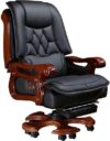 QGKYXT Ergonomic Reclining Leather Office Chair (Black)