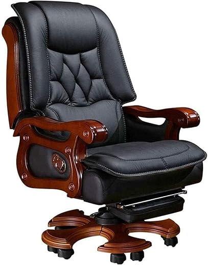 HYDDDDDQQQQQQQ Ergonomic Reclining Leather Office Chair (Black)