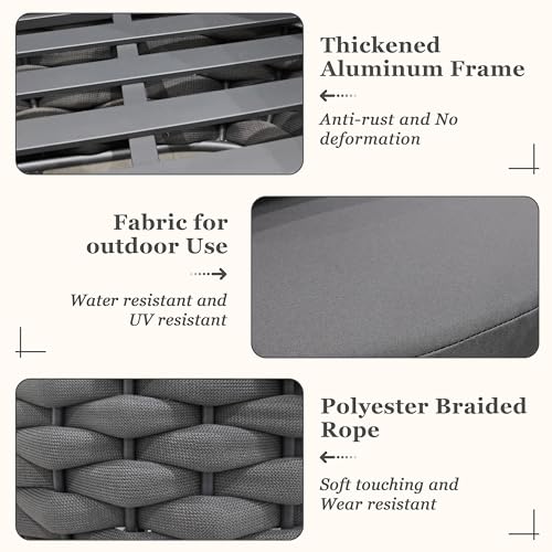 Erotr 4 Pcs Outdoor Patio Sofa Set - Dark Gray - Image 3