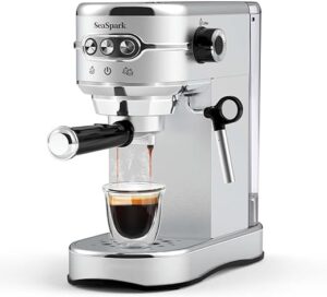 SeaSpark Espresso Machine With Milk Frother, 19 Bar