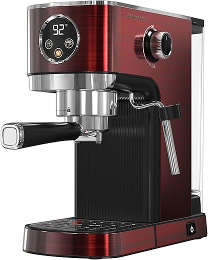 DRAGONBALL Espresso Machine With Milk Frother, Red