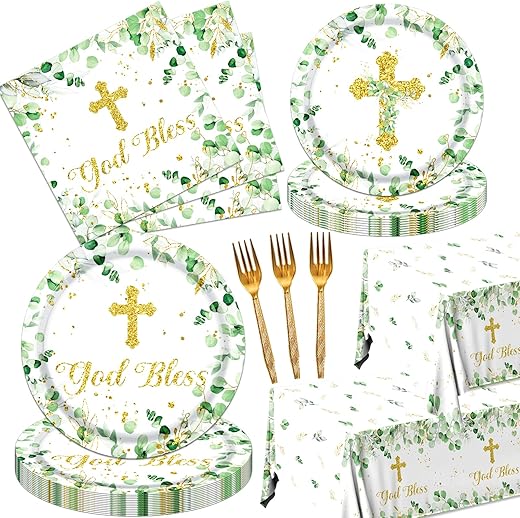 GREHUMOR Eucalyptus Baptism Communion Tableware Set