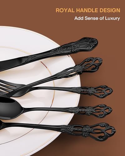 EUIRIO 40-Piece Black Silverware Set, Stainless Steel - Image 3