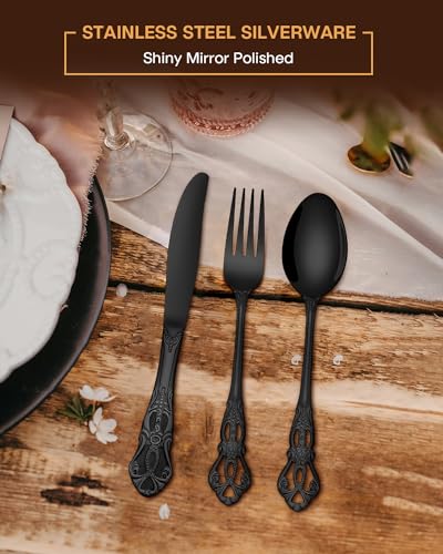 EUIRIO 40-Piece Black Silverware Set, Stainless Steel - Image 5