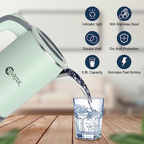 EVATEK Mini Stainless Steel Electric Kettle, 0.8L - Image 3
