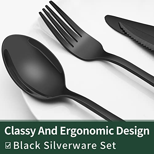 EWFEN Black Silverware Set, 24-Piece Stainless Steel - Image 3