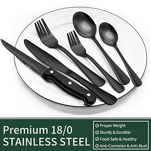 EWFEN Black Silverware Set, 24-Piece Stainless Steel - Image 5