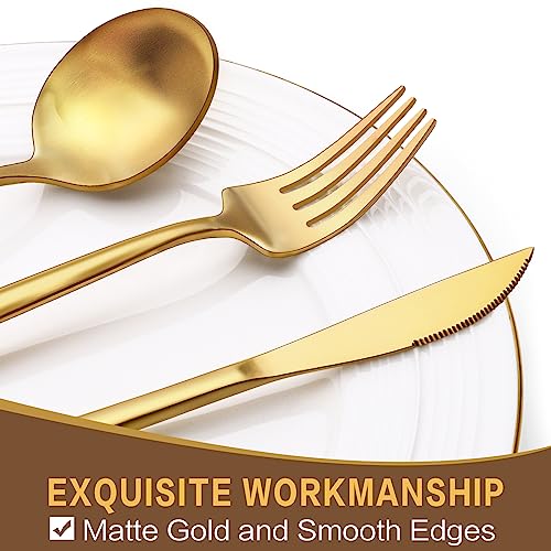 EWFEN Gold Silverware Set, 30-Piece Stainless Steel Cutlery - Image 4