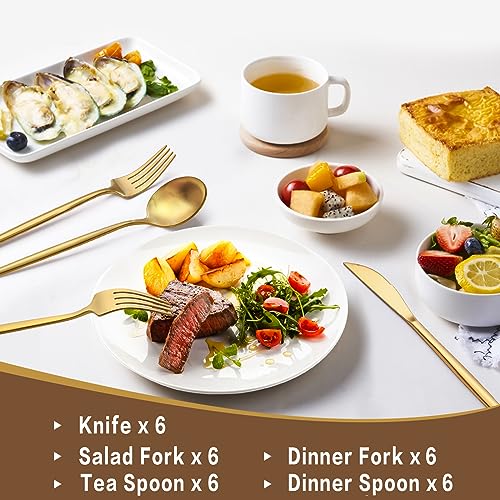 EWFEN Gold Silverware Set, 30-Piece Stainless Steel Cutlery - Image 5