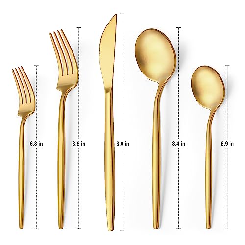 EWFEN Gold Silverware Set, 30-Piece Stainless Steel Cutlery - Image 2