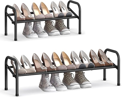 SONGMICS Expandable 1 Tier Adjustable Shoe Rack