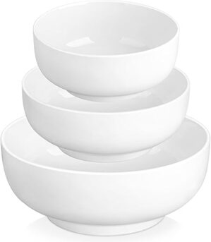 MALACASA Extra Large Ceramic Mixing Bowls, Set Of 3