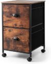 TOPSKY Fabric Vertical File Cabinet, Rustic Brown