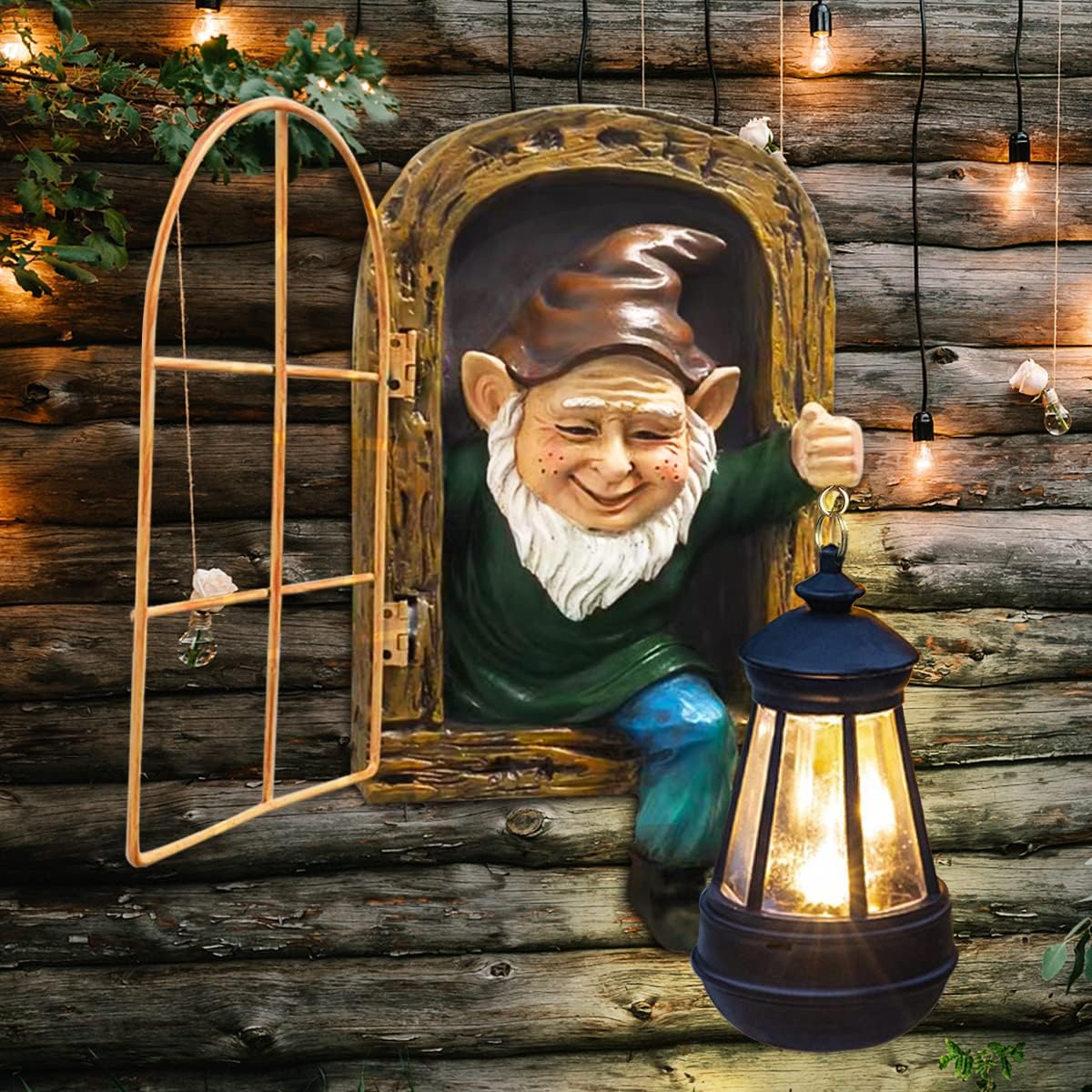 REYISO Fairy Garden Gnomes With Solar Lights