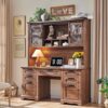 RedLemon Farmhouse Desk With Hutch And Storage
