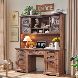 RedLemon Farmhouse Desk With Hutch And Storage