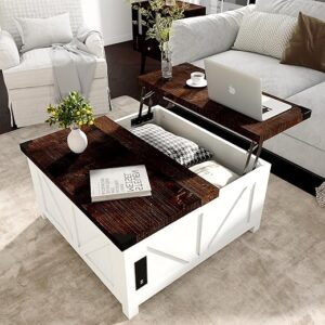 jimeimen Farmhouse Lift Top Coffee Table With Storage