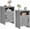 JUMMICO Farmhouse Nightstand With Barn Door