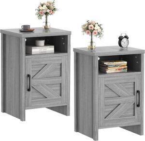 JUMMICO Farmhouse Nightstand With Barn Door