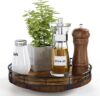 AMH Farmhouse Oak Lazy Susan Turntable Organizer