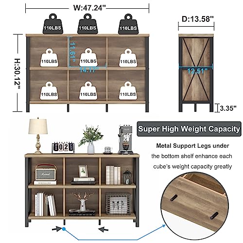 FATORRI 6 Cube Storage Organizer Bookshelf (Rustic Oak) - Image 3
