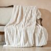 Amélie Home Faux Fur Throw Blanket, Ivory, 55 x 70 Inch