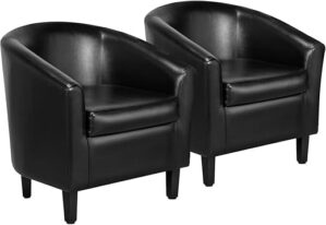 Yaheetech Faux Leather Club Chairs Set, Black