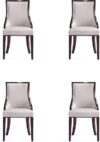 Manhattan Comfort Faux Leather Dining Chairs, Wingback Seat, Light Grey