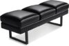 Furmax Faux Leather Office Guest Chair, 3 Seats Reception Bench, Black