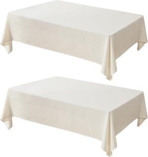 MikiUp Faux Linen Beige Tablecloth 60 x 84