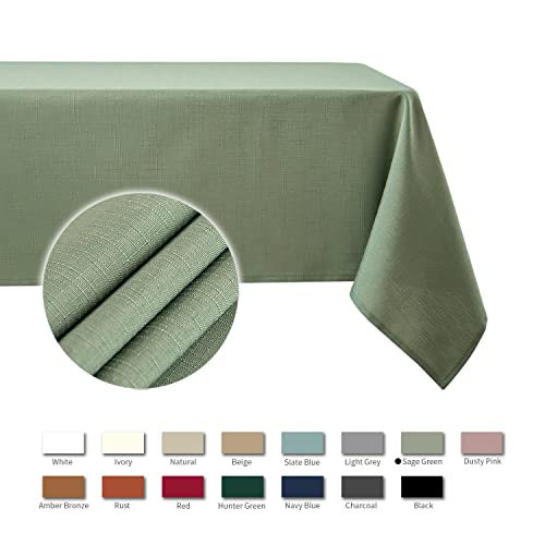 Faux Linen Textured Rectangle Tablecloth - Image 4