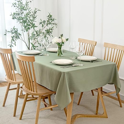 Faux Linen Textured Rectangle Tablecloth