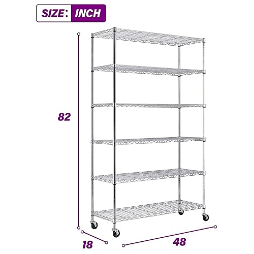 FDW 48"L×18"W×82"H Wire Shelving Utility Cart - Image 3