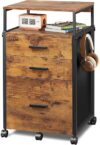 DEVAISE File Cabinet With Storage Drawers, Rustic Brown