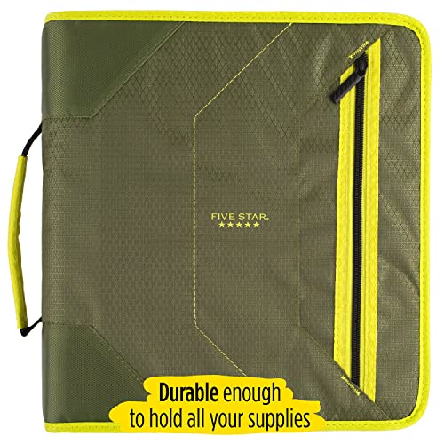 Five Star 2 Inch Zipper Binder, Olive/Citrus (290360C) - Image 3