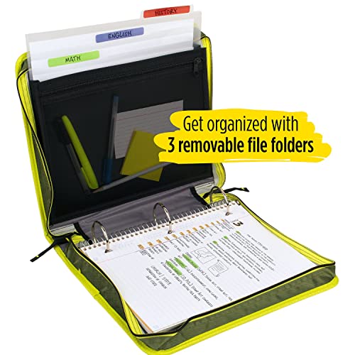 Five Star 2 Inch Zipper Binder, Olive/Citrus (290360C) - Image 4