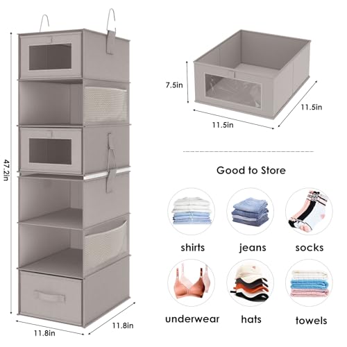 Fixwal 6-Shelf Hanging Closet Organizer With Drawers - Image 3