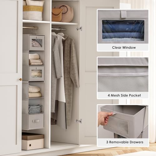 Fixwal 6-Shelf Hanging Closet Organizer With Drawers - Image 5