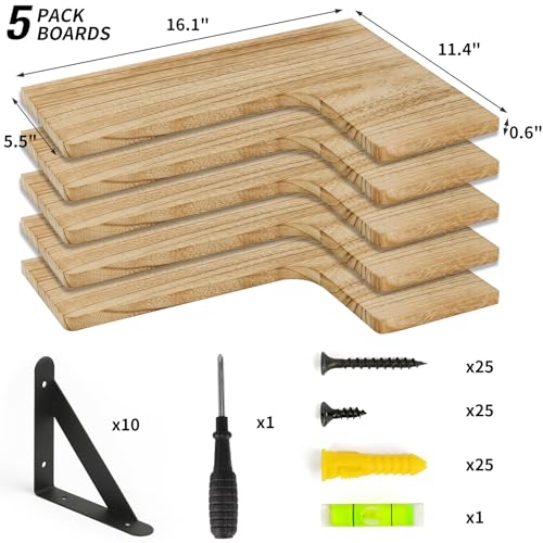 Fixwal Corner Floating Shelves, Set Of 5, Carbonized Black - Image 3