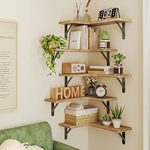 Fixwal Corner Floating Shelves, Set Of 5, Carbonized Black - Image 5