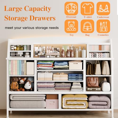 Fixwal White Dresser With 13 Drawers Fabric Chest - Image 3