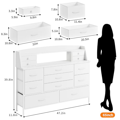 Fixwal White Dresser With 13 Drawers Fabric Chest - Image 2
