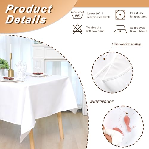 Fixwal White Table Cover Rectangle 8ft, 60x126 Inch - Image 3